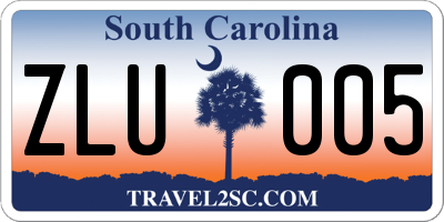 SC license plate ZLU005