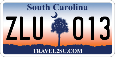 SC license plate ZLU013