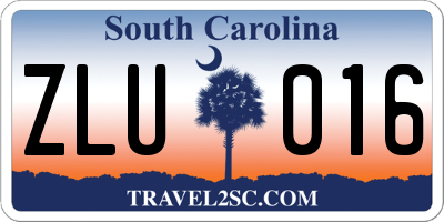 SC license plate ZLU016