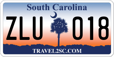SC license plate ZLU018
