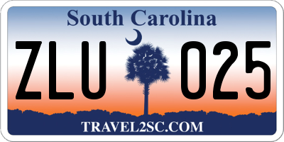 SC license plate ZLU025