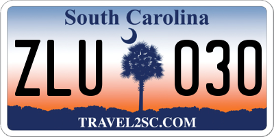 SC license plate ZLU030