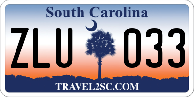 SC license plate ZLU033