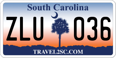 SC license plate ZLU036