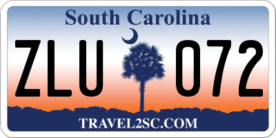 SC license plate ZLU072