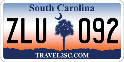 SC license plate ZLU092