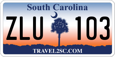 SC license plate ZLU103