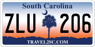 SC license plate ZLU206