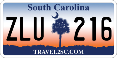 SC license plate ZLU216