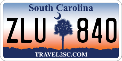 SC license plate ZLU840