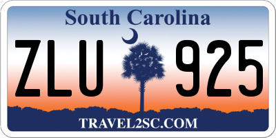 SC license plate ZLU925