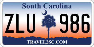 SC license plate ZLU986