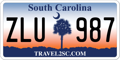 SC license plate ZLU987