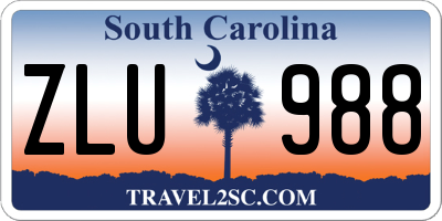 SC license plate ZLU988