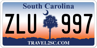 SC license plate ZLU997