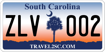 SC license plate ZLV002