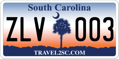 SC license plate ZLV003