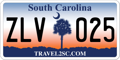 SC license plate ZLV025