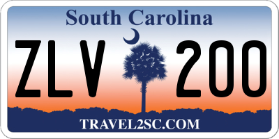 SC license plate ZLV200