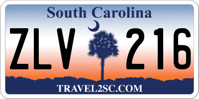 SC license plate ZLV216