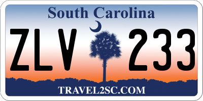 SC license plate ZLV233