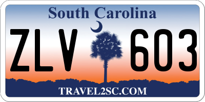SC license plate ZLV603