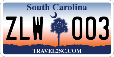 SC license plate ZLW003