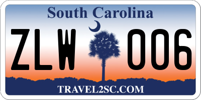 SC license plate ZLW006