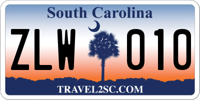SC license plate ZLW010