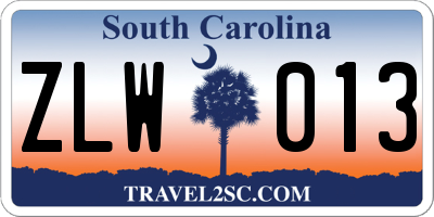 SC license plate ZLW013