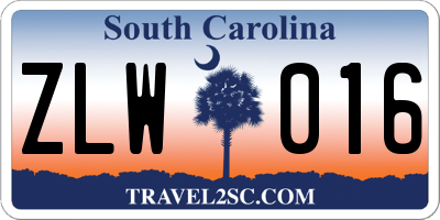 SC license plate ZLW016
