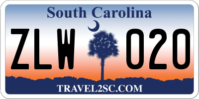 SC license plate ZLW020