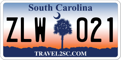 SC license plate ZLW021