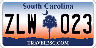 SC license plate ZLW023