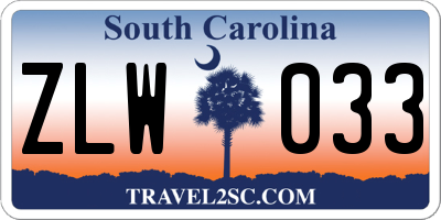 SC license plate ZLW033