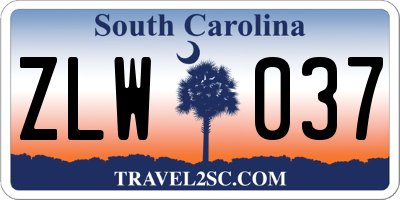 SC license plate ZLW037