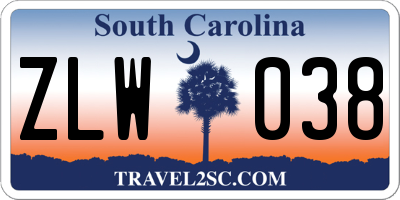 SC license plate ZLW038