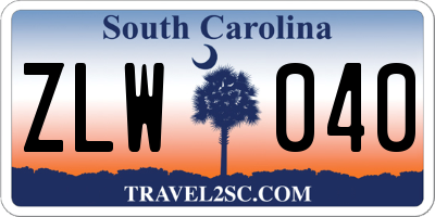 SC license plate ZLW040