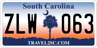 SC license plate ZLW063