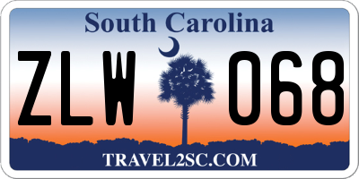 SC license plate ZLW068
