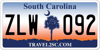 SC license plate ZLW092