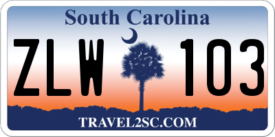 SC license plate ZLW103