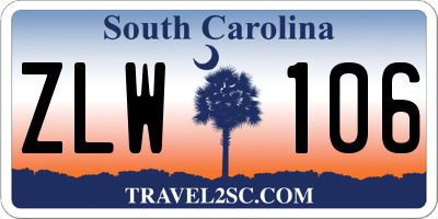 SC license plate ZLW106
