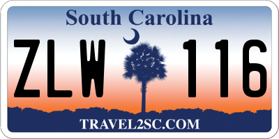 SC license plate ZLW116