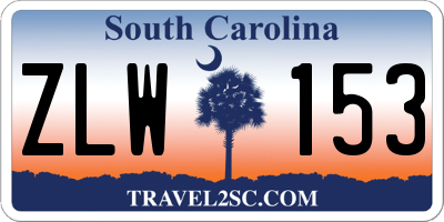 SC license plate ZLW153