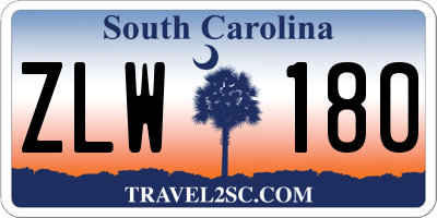 SC license plate ZLW180