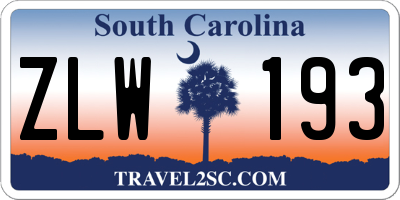 SC license plate ZLW193