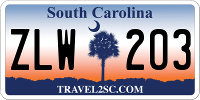 SC license plate ZLW203