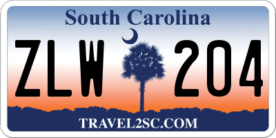SC license plate ZLW204