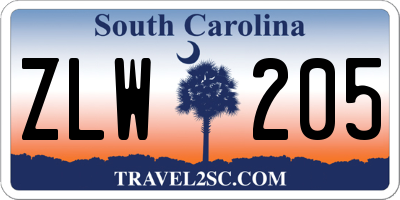 SC license plate ZLW205